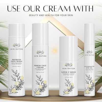 Skin Nation Super Firming Cream, Hydrating Body Lotion with Shea Butter, Glycolic Acid, Aloe Vera, Can Help Smooth Crepey Skin and Support Firmer Neck & Décolleté, 4 oz