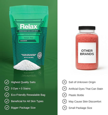 Relax Spa & Bath, Epsom & Dead Sea Salts, Aromatherapy Bath Soak for Hot Tub, Bath or Spa, Green Tea Scent