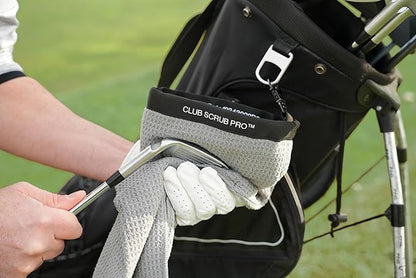 Club Scrub Towel Pro, Golf Club and Ball Cleaning Pouch with Attached Towel, Waterproof Exterior, Clean Face Technology Liner, Machine Washable, Cleans Club Grooves, Waffle-Weave Microfiber