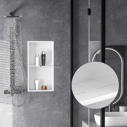 Stainless Steel Shower Niche 24" X 12", No Tile Needed Wall Niche Double Shelves, Recessed Shower Shlef for Bathroom Storage, Matte White
