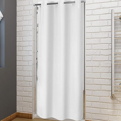 River Dream No Hook Stall Fabric Shower Curtain 48" Wide - Soft Microfiber Shower Stall Curtain Hotel Grade, Waterproof & Machine Washable, White, 48x74