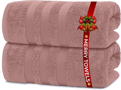 RIVERSIDE Pack of 2 Extra Large Bath Sheets 35 x 70 Inches - 100% Ring Spun Cotton Hotel Quality Oversized Bath Towels - Super Soft, Highly Absorbent & Quicker to Dry - Dusty Rose