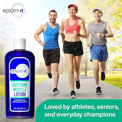 Epsom-It Soothing Muscle Lotion - Epsom Salt Magnesium Sulfate Cream Arnica for Muscle Stiffness, Topical Magnesium Lotion, Providing Comfort for Legs, Knee and Feet, 8.0 oz., 4-Pack