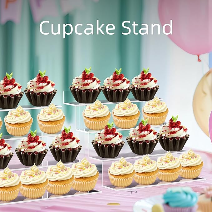 9 Inch Acrylic Shelf for Perfume Organizer in 2 Pack, 4 Tier Funko POP Shelves, Cologne Organizer Tiered Riser Display Stand, Acrylic Display for Decoration