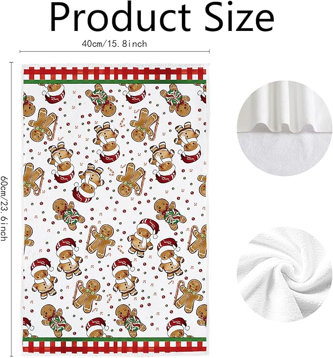 Cesqouc® 4pcs Hand Towels with Christmas Patterns : Santa Claus und Cute Christmas Snowman Patterns Suitable for Bathroom/Kitchen/Living Room/Washbasin