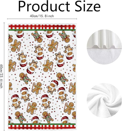 Cesqouc® 4pcs Hand Towels with Christmas Patterns : Santa Claus und Cute Christmas Snowman Patterns Suitable for Bathroom/Kitchen/Living Room/Washbasin