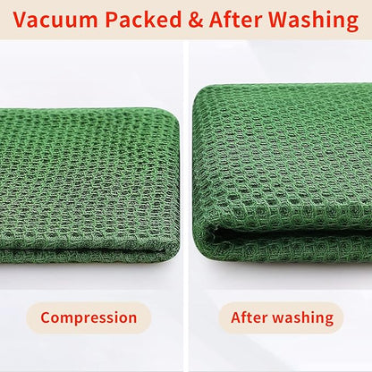 Homaxy 100% Cotton Waffle Weave Kitchen Dish Towels, Ultra Soft Absorbent Quick Drying Cleaning Towel, 13 x 28 Inches, 4-Pack, Grass Green