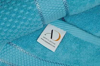 Ample Decor Washcloth Set of 20 Sky Blue 100% Cotton - Qucik Dry Popcorn Textured - Mulaayam Collection - 12 X 12 Inch