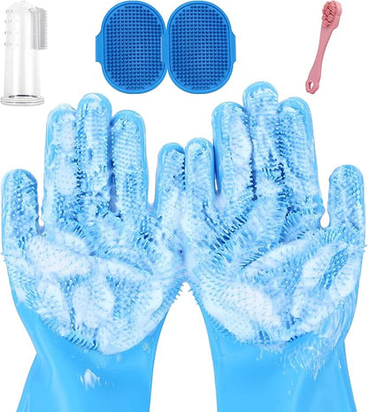 6PCS Pet Grooming Gloves |Pet Bath Brush|Pet Washing Gloves|Dog Bath Supplies|Dog Bath Brush | Dog Bath Gloves |for Bathing and Massaging Dogs and Cats