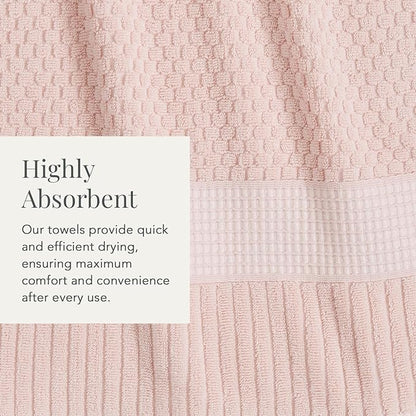 NY Loft 100% Cotton Hand Towel 6 Pack | Super Soft & Absorbent Quick-Dry Hand Towels 16" x 28" |Textured and Durable Cotton | Trinity Collection (6 Pack Hand Towel, Light Pink)