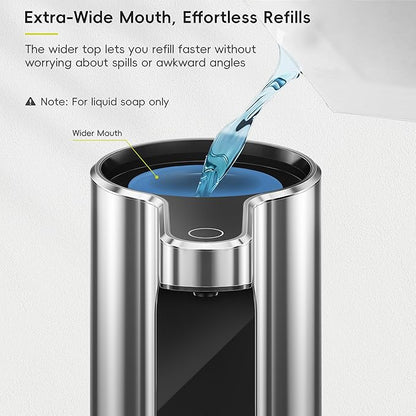 EKO Aroma Pro 13.5 fl oz Touchless Automatic Liquid Soap Dispenser, Rechargeable Hand & Dish Soap Dispenser for Bathroom and Kitchen, Waterproof, Adjustable Volume Control (Chrome Metallic)