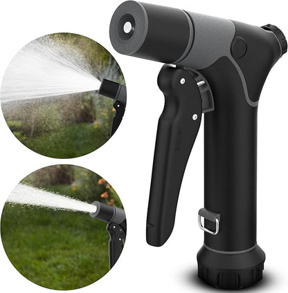 Aquor Utility Spray Nozzle – Heavy-Duty Garden Hose Nozzle with Dual Flow Control, Adjustable Jet to Cone Spray, Water Hose Sprayer for Lawn, Car Wash, Dog Wash, Cleaning, and Gardening – Jet Black