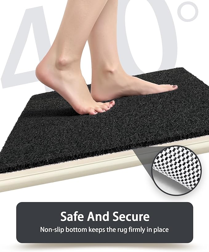 Non Slip Shower Mats for Inside Shower,17x30 Inch,Anti-Slip Bathtub Mats for Bathroom, Foot Scrubber Loofah Bath Mats for Shower, Quick Drying Shower Stall Mats for Wet Areas (Black)