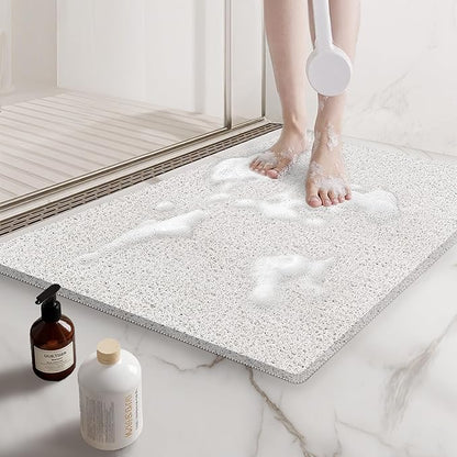 Non Slip Shower Mats for Inside Shower,16x24 Inch,Anti-Slip Bathtub Mats for Bathroom, Foot Scrubber Loofah Bath Mats for Shower, Quick Drying Shower Stall Mats for Wet Areas (White)