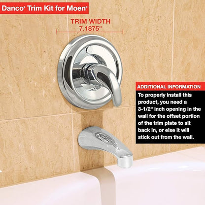 Danco 10001 Trim Kit, for Use with Moen Tub and Shower Faucets, Plastic, Chrome Plated, Single-Handle Valve