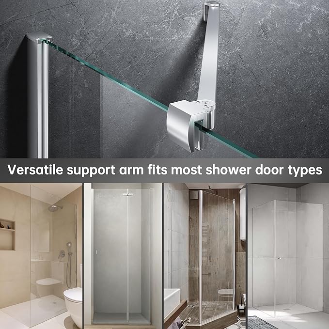 Frameless Shower Door Support Bar, Stainless Steel Wall-to-Glass Support Arm to Fixed Shower Glass Panel, for 1/4"-3/8" (6-10 mm) Door, 180° Pivot & Stow-Flat Mode (Brushed Nickel, 35.4-inch(900mm))
