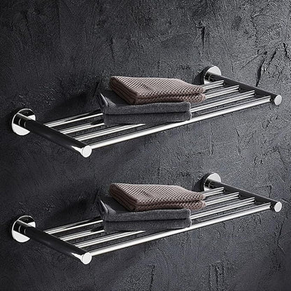 Bathroom Towel Rack, Hotel Style Towel Racks for Bathroom Wall Mounted, Modern Towel Bar Rack 23.6 Inch, 2-Tier Towel Shelves, Chrome