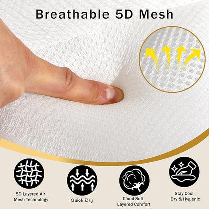 Bath Pillow PYRRHIC - Luxury Bathtub Pillow 5D Mesh with Neck & Back Support Non-Slip Suction Cups Fast Drying Soft Spa Pillow Relaxing Bath Accessories with Hook Laundry Bag White