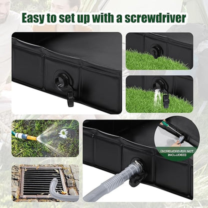 MABOZOO Foldable Shower Base, 41" x 41" x 5" Portable Shower Pan with drain pipe Collapsible Shower Basin Shower Tent Awning Base for Indoor & Outdoor. Patent Pending