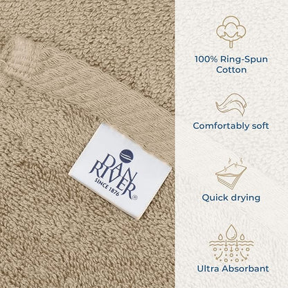 DAN RIVER Pack of 1 Bath Sheet 40x80 Inches, Big Towels Oversized Extra Large Bath Towel, Absorbent Organic Cotton Towel - Tan