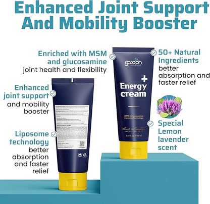 Muscle and Joint Relief Cream - Glucosamine Chondroitin MSM - Fast Comfort from Muscle Soreness & Joint Stiffness – Glucosamine Chondroitin & Liposome Technology - Quick Absorption – 3.38oz