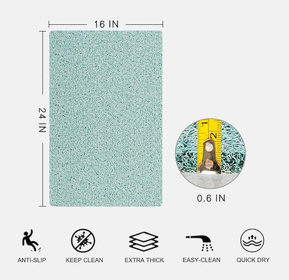 Nonslip Bathtub Mat, Anti Slip Bath Mat 0.6" Extra Thick, Quick Dry Bath Tub Anti Slip Shower Mat, Loofah Non-Slip Bath Mat for Tub Bathroom Pool Kitchen Entryway Home Hotel(Blue 16x24)