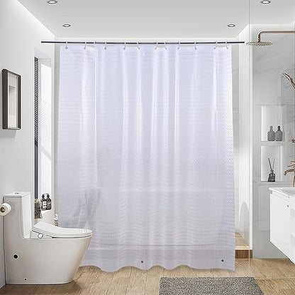 NTBAY EVA Semi-Transparent Clear Shower Curtain with Diamond, Water-Repellent Liner with 3 Magnets for Bathroom, 72x72 Inches