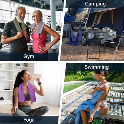 APEXUP Microfiber Travel Towel, Ultra Absorbent Quick Dry Towels, Lightweight Gym Sports Camping Towel for Workout, Yoga, Beach, Shower, Swimming (24"×12", Gray)
