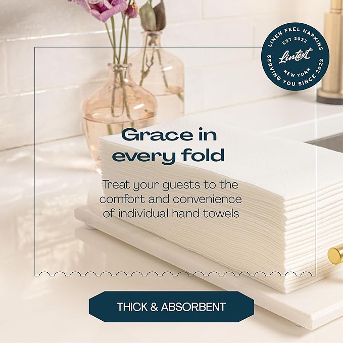 Disposable Linen-Feel Guest Hand Towels [MEDIUM SIZE - Pack of 7500] - Disposable Cloth-Like Bathroom Napkins - Soft And Absorbent Paper Napkin For Kitchen, Bathroom, Party, Wedding, Or Event