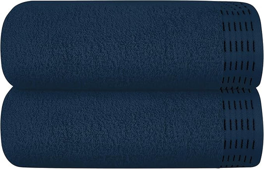 Cotton 2 Pack Oversized Bath Towel Set 28x55 inches, Large Bath Towels, Ultra Absorbant Compact Quickdry & Lightweight Towel, Ideal for Gym Travel Camp Pool - Mineral Blue