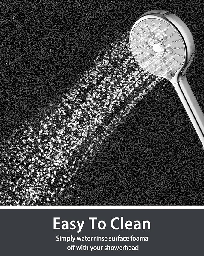 Non Slip Shower Mats for Inside Shower,16x24 Inch,Anti-Slip Bathtub Mats for Bathroom, Foot Scrubber Loofah Bath Mats for Shower, Quick Drying Shower Stall Mats for Wet Areas (Black)