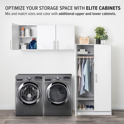 Prepac Elite 54" Wall Cabinet, White Storage Cabinet with 2 Adjustable Shelves, Storage for Pantry, Kitchen and Bathroom 12" D x 54" W x 24" H