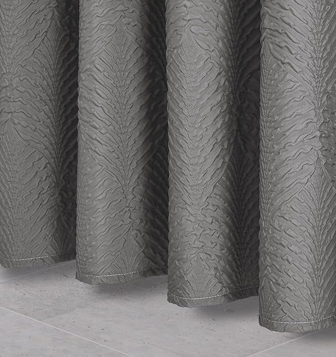 Gibelle Ombre Grey Shower Curtain for Bathroom, 3D Embossed Textured Fabric Shower Curtain, Modern Farmhouse Chic Soft Cloth Shower Curtain Set with Hooks, 72x72