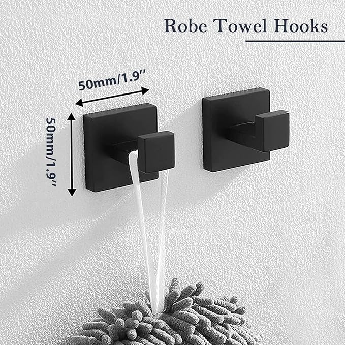 Matte Black Bathroom Accessories Set, 22.2 Inch Bath Towel Bar Set, Stainless Steel Bathroom Hardware Set, Towel Racks for Bathroom Wall Mounted