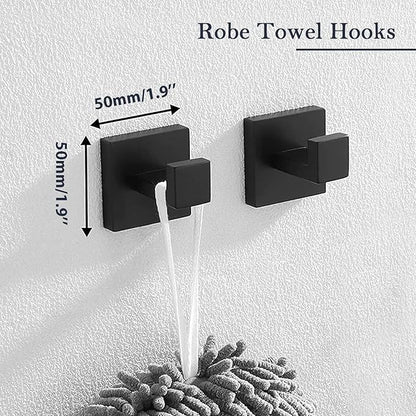 Matte Black Bathroom Accessories Set, 22.2 Inch Bath Towel Bar Set, Stainless Steel Bathroom Hardware Set, Towel Racks for Bathroom Wall Mounted