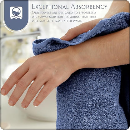 MAURA Basics Hand Towels for Bathroom with Hanging Hook Loops. Soft, Durable, Long Lasting and Absorbent Hand Towel Sets for Bathroom, American Standard Size 16"x28", Denim Blue