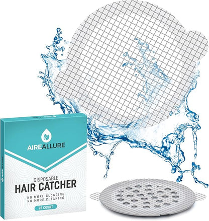 25 Pack, Disposable Shower Drain Hair Catcher Mesh Stickers