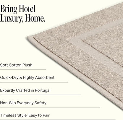 Preston Lane Douro Bath Mat – 100% Cotton, Plush & Absorbent Quick-Dry Bathroom Rug – Hotel-Quality Floor Mat for Shower or Tub, Made in Portugal, Clay