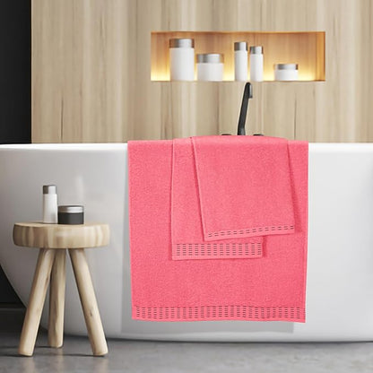 Cotton 2 Pack Oversized Bath Towel Set 28x55 inches, Large Bath Towels, Ultra Absorbant Compact Quickdry & Lightweight Towel, Ideal for Gym Travel Camp Pool - Coral Orange