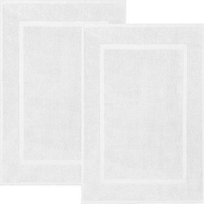 DAN RIVER Classic Cotton Bath Mats Set of 2 – Not a Bathroom Rug, Ultra Soft, Highly Absorbent & Machine Washable Bath Mat Towel for Bathroom Floor Mat – Durable, Quick-Dry, 21x34 Inches, White