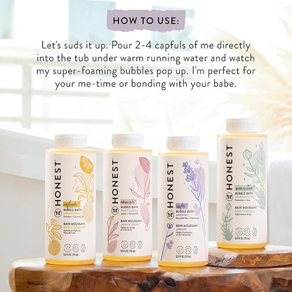 The Honest Company Foaming Bubble Bath Gentle Tear-Free Hypoallergenic Baby Wash with Naturally Derived Ingredients Lavender Calm 12 fl oz