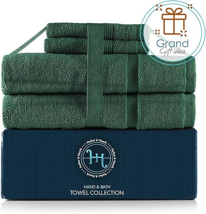 Hearth & Harbor Bath Mat Towels - 100% Ring Spun Cotton Luxury Towels - Ultra Soft & Highly Absorbent, Bathroom Towels, Floor Mat - Hunter Green