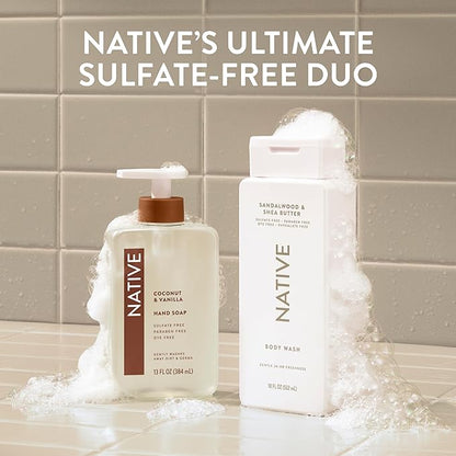Native Body Wash Contains Naturally Derived Ingredients | For Women & Men, Sulfate, Paraben, & Dye Free Leaving Skin Soft and Hydrating | Sandalwood & Shea Butter 18 oz