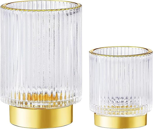 Makeup Brush Holder Organizer,Toothbrush Holders,Desk Pen Pencil Holder,Multifunctional Vintage Glass Brush Cup（S+L/White/A3-4-US）