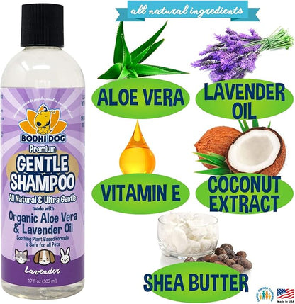 Bodhi Dog Premium Gentle Shampoo - Soothing, Ultra-Gentle Puppy Shampoo with Aloe Vera & Lavender Oil - Natural Moisturizing Pet Wash for Puppies, Dogs & Cats (17 Fl Oz)