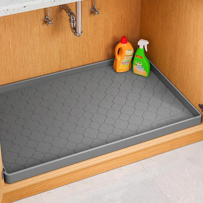 Jin&Bao Waterproof Under Sink Mat 22" x 19", Thick Silicone Mat Cabinet Protector for Kitchen and Bathroom, Shelf Liner, Home Organizer and Storage, Multipurpose Tray for Gadgets and Essentials
