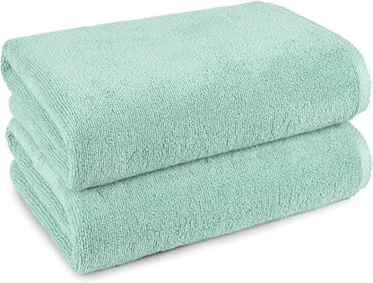 Amazon Basics 100% Cotton Quick-Dry Lightweight Moisture Absorbing Bath Towel, 2 Count, Seafoam Green, 54" x 30" (Pack of 12)