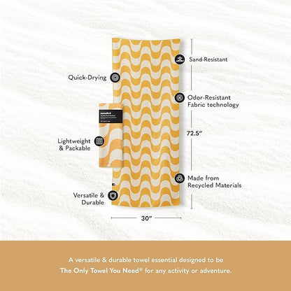 Nomadix Original Towel - Perfect for Beach, Pool, Travel, Camping, Yoga - Made with Recycled Materials - Super Absorbent - Sand Resistant - Copacabana Mango - 72.5x30