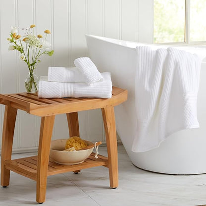 Springtree Home 100% Cotton Bath Towel Set | 6 Piece Set | Absorbent & Quick-Dry Bath Towels | Textured and Durable Cotton | Krista Collection (Bright White)