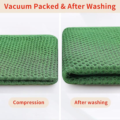 Homaxy 100% Cotton Waffle Weave Kitchen Dish Towels, Ultra Soft Absorbent Quick Drying Cleaning Towel, 20x28 Inches, 4-Pack, Grass Green